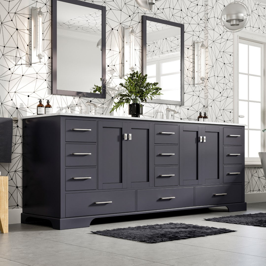 Eviva Storehouse Bath Vanity with  Counter Top and Undermount Porcelain Sinks
