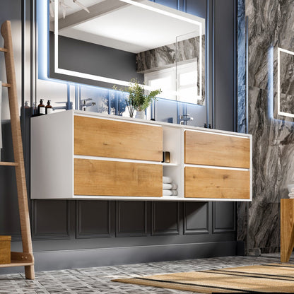 Eviva Vienna Wall Mount Bath Vanity with Acrylic Top and Integrated Sink (36"-75")