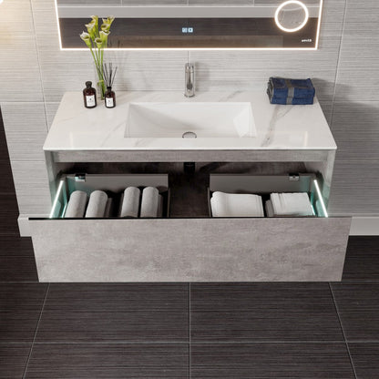 Eviva Aurora Wall Mount Bath Vanity with Carrara Quartz Top and Undermount Porcelain Sink (36"-60")