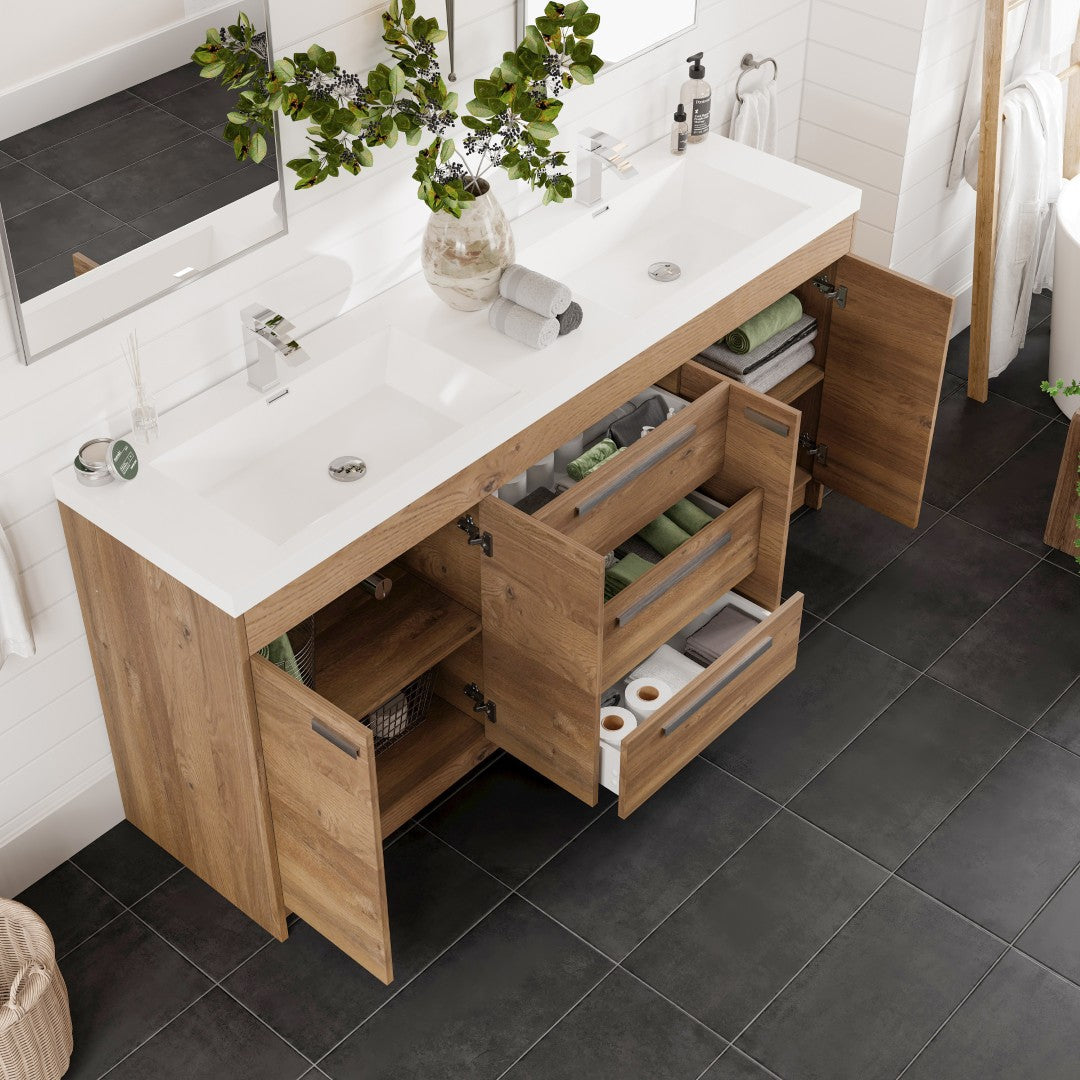 Eviva Lugano Bath Vanity with Acrylic Top and Integrated Sink (24"-84")