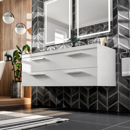 Eviva Surf Wall Mount Bath Vanity with Acrylic Top and Integrated Sink (36"-57")
