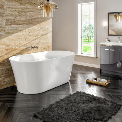 Eviva Emely 60" Glossy White Oval Acrylic Freestanding Bathtub