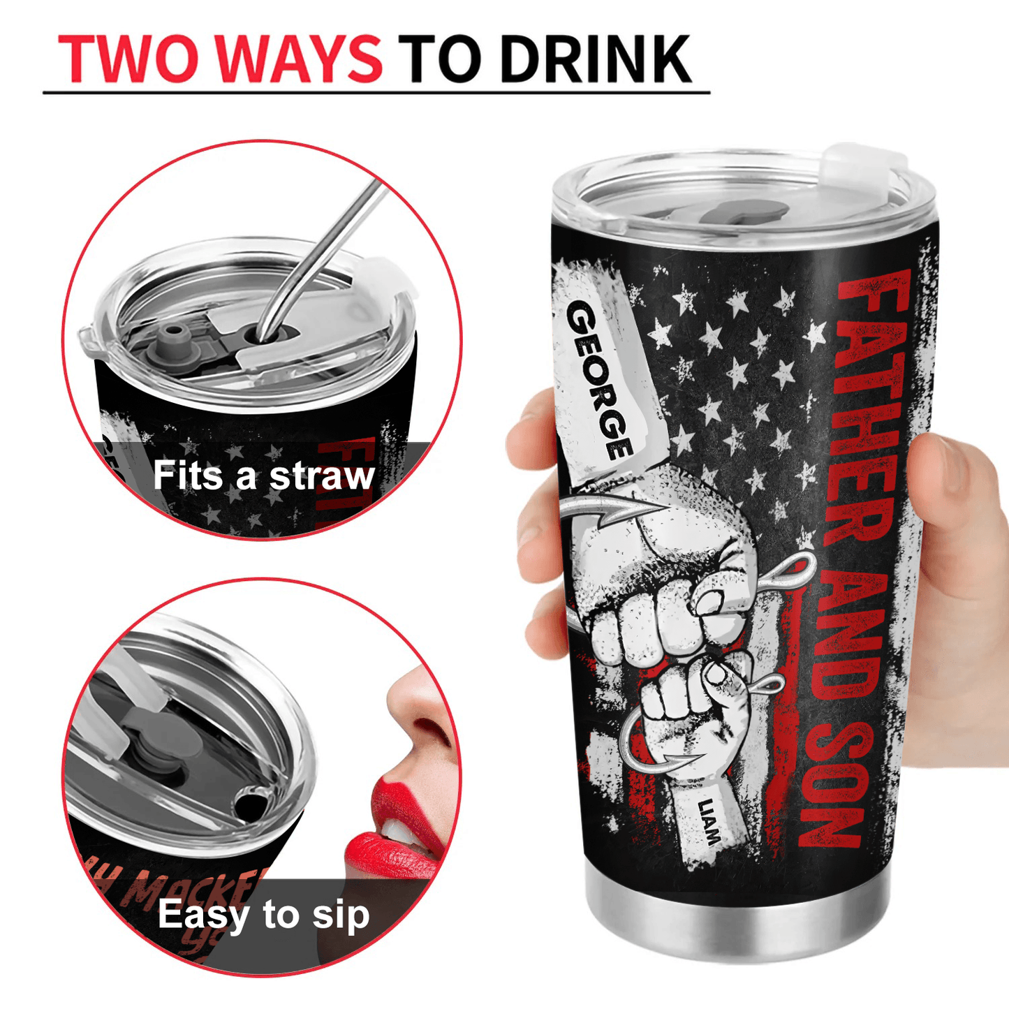 We Hooked The Best Dad - Personalized Fat Tumbler Cup - Custom Gift for Fishing Dad, Grandpa, Daddy, Dada, Husband | Birthday, Father's Day
