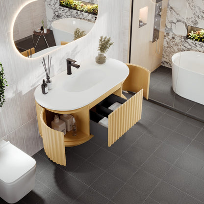 Eviva Haven Wall Mount Bath Vanity with Solid Surface Top and Integrated Sink (39"-71")