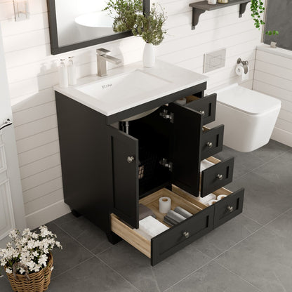 Eviva Happy Bath Vanity with Carrara Quartz Top and Undermount Porcelain Sink (24"-30")