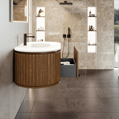 Eviva Haven Wall Mount Bath Vanity with Solid Surface Top and Integrated Sink (39"-71")