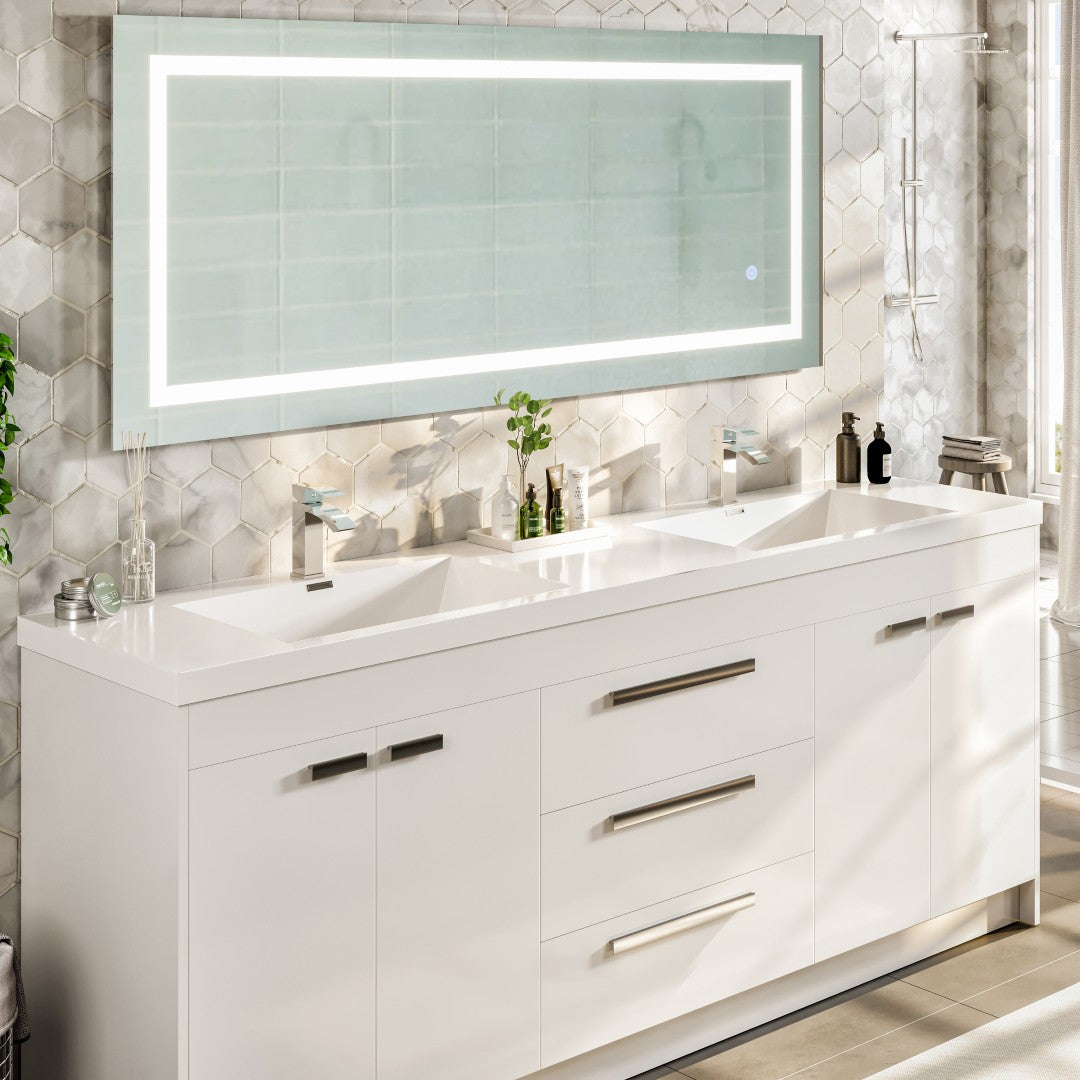 Eviva Lugano Bath Vanity with Acrylic Top and Integrated Sink (24"-84")