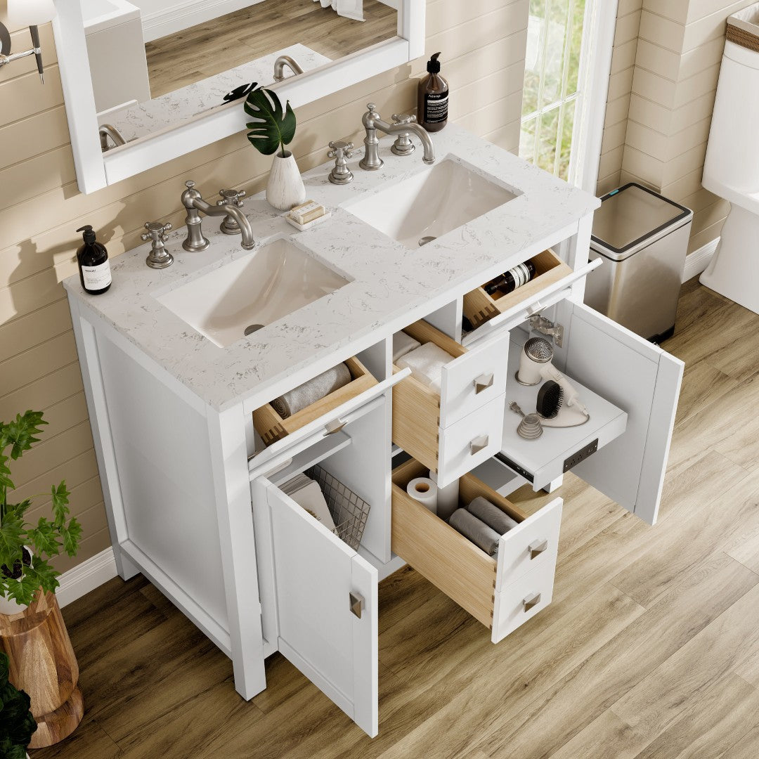 Eviva Artemis Bath Vanity with Engineered Stone Top & Undermount Porcelain Sink (42"-72")
