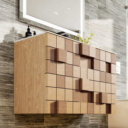 Eviva Mosaic Wall Mount Bath Vanity with Solid Surface Top and Integrated Sink (33"-49")