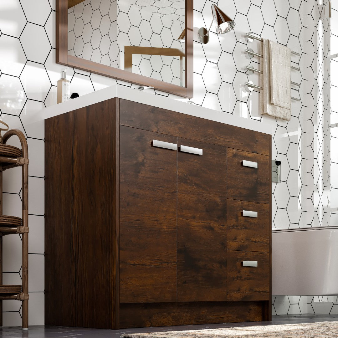 Eviva Lugano Bath Vanity with Acrylic Top and Integrated Sink (24"-84")
