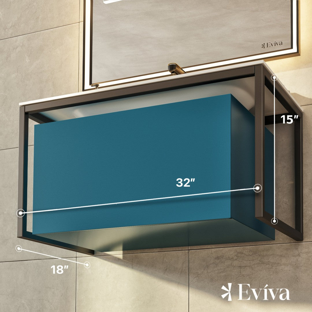 Eviva Modena Wall Mount Bath Vanity with Solid Surface Top and Integrated Sink (32"-51")