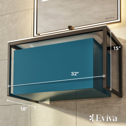 Eviva Modena Wall Mount Bath Vanity with Solid Surface Top and Integrated Sink (32"-51")