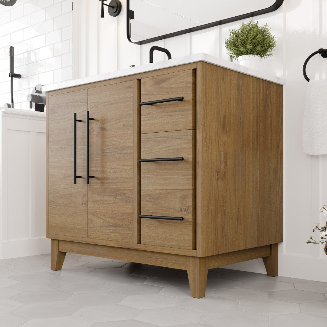 Eviva Graham Bath Vanity with Engineered Stone Top and Integrated Sink (30"-72")