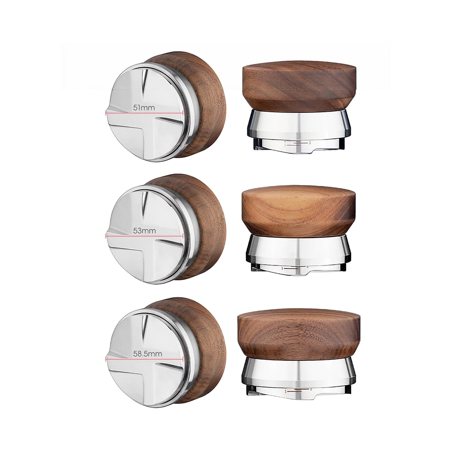 Adjustable Depth Espresso Distributor with Walnut Handle