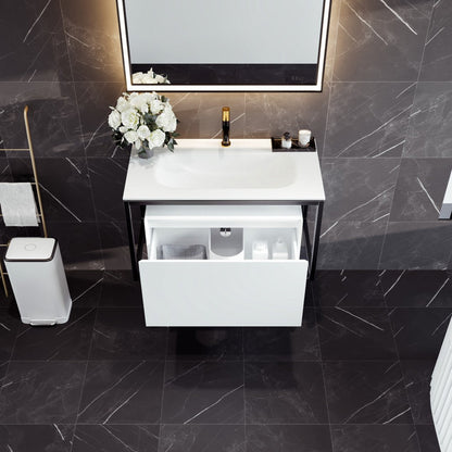 Eviva Modena Wall Mount Bath Vanity with Solid Surface Top and Integrated Sink (32"-51")