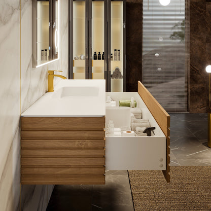 Eviva Allure Wall Mount Bath Vanity with Solid Surface Top and Integrated Sink