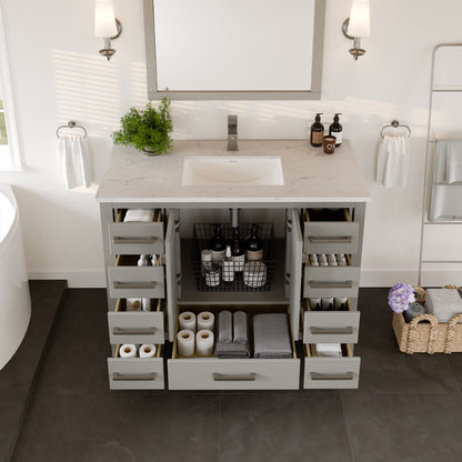 Eviva London Bath Vanity with Carrara Quartz Top and Undermount Porcelain Sink (20"-60")