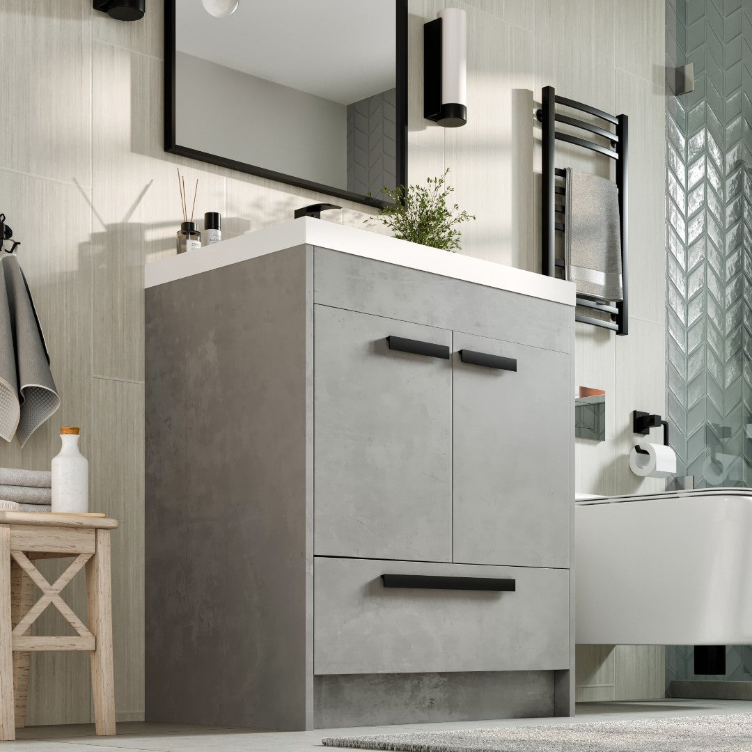 Eviva Lugano Bath Vanity with Acrylic Top and Integrated Sink (24"-84")