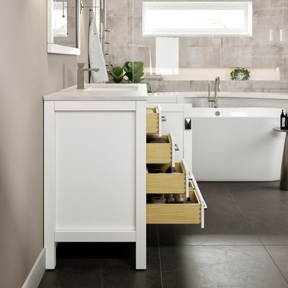 Eviva London Bath Vanity with Carrara Quartz Top and Undermount Porcelain Sink (20"-60")
