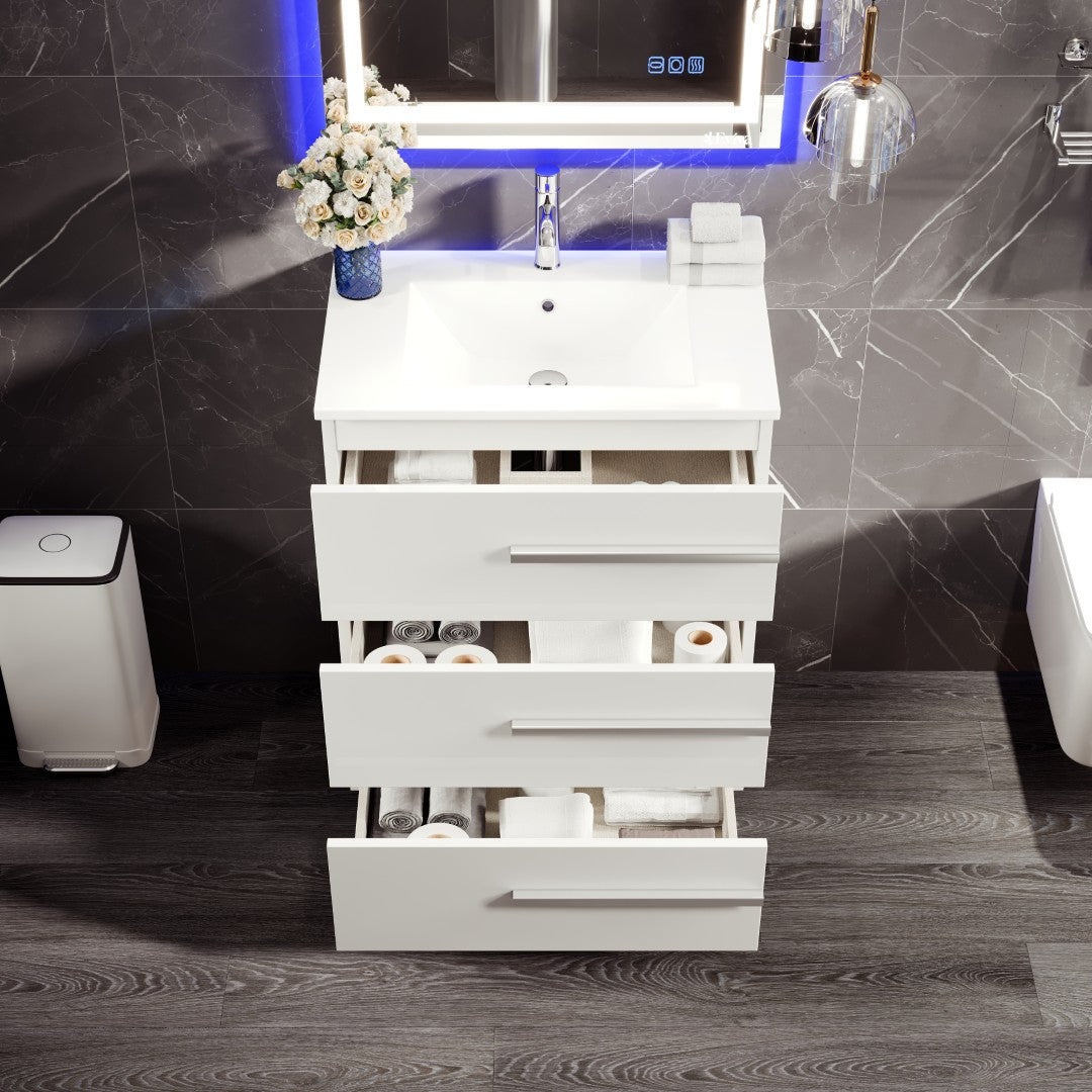 Eviva Deluxe Bath Vanity with Porcelain Top and Integrated Sink (20"-32")