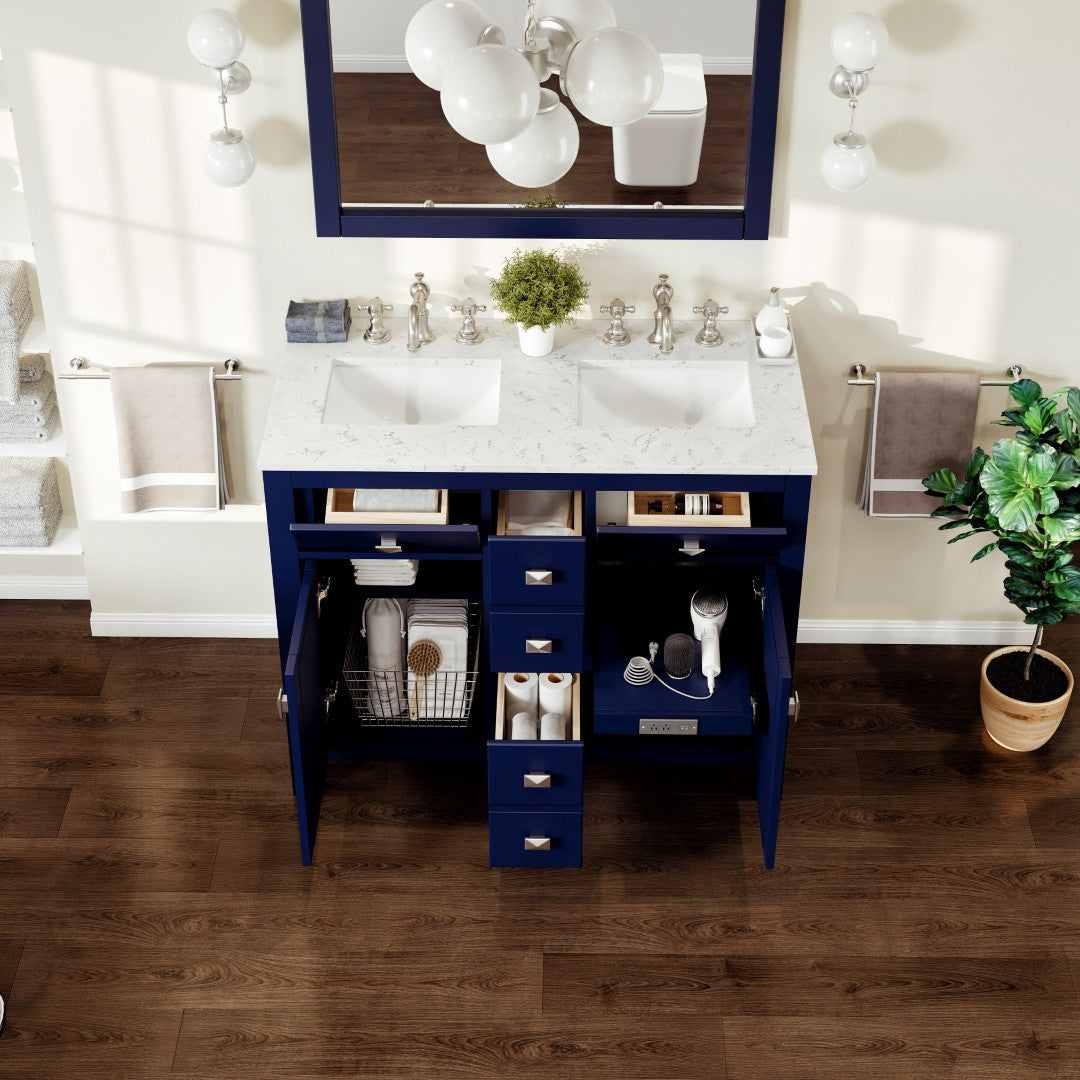 Eviva Artemis Bath Vanity with Engineered Stone Top & Undermount Porcelain Sink (42"-72")
