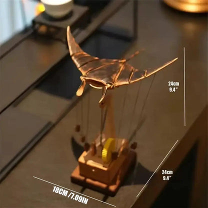 Handcrafted Wooden Manta Ray in Motion