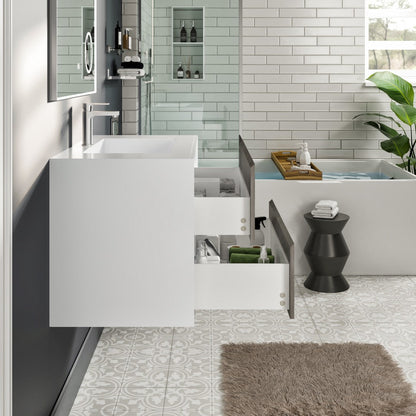 Eviva Vienna Wall Mount Bath Vanity with Acrylic Top and Integrated Sink (36"-75")