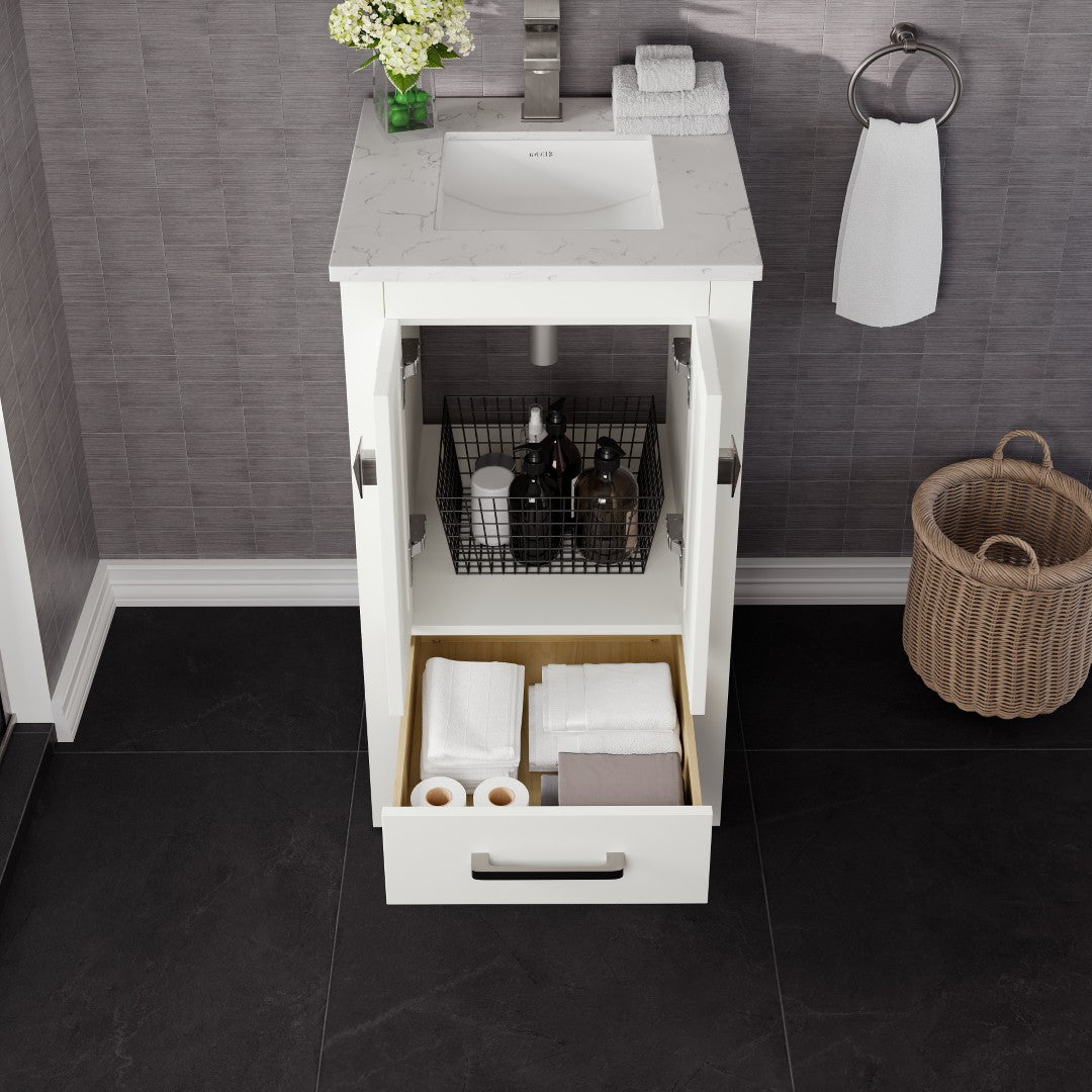 Eviva London Bath Vanity with Carrara Quartz Top and Undermount Porcelain Sink (20"-60")