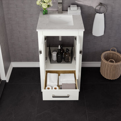 Eviva London Bath Vanity with Carrara Quartz Top and Undermount Porcelain Sink (20"-60")