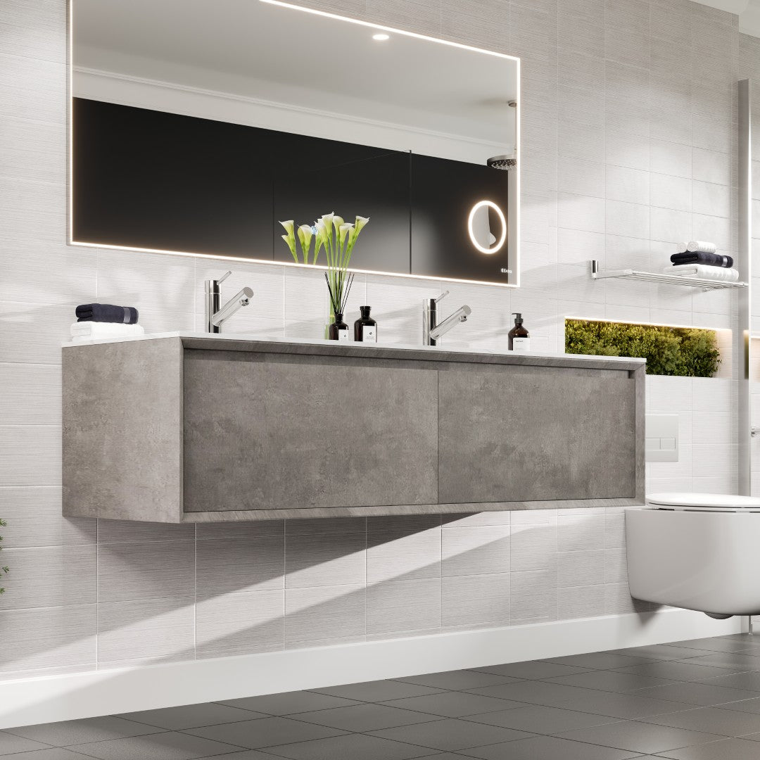 Eviva Aurora Wall Mount Bath Vanity with Carrara Quartz Top and Undermount Porcelain Sink (36"-60")