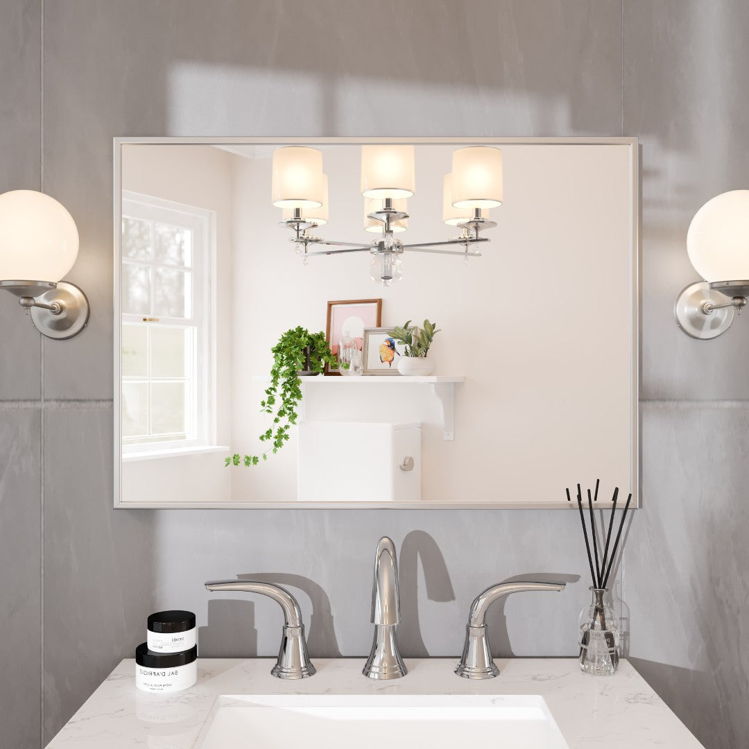 Eviva Vista Brushed Nickel Metal Framed Mirror