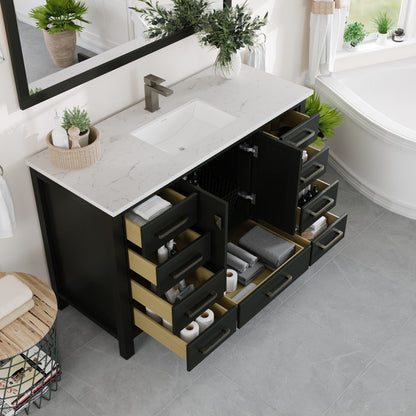 Eviva London Bath Vanity with Carrara Quartz Top and Undermount Porcelain Sink (20"-60")