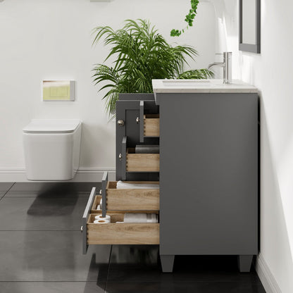 Eviva Happy Bath Vanity with Carrara Quartz Top and Undermount Porcelain Sink (24"-30")