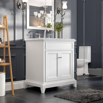 Eviva Elite Princeton Bath Vanity with Carrara Marble Top and Undermount Porcelain Sink (24"-30")