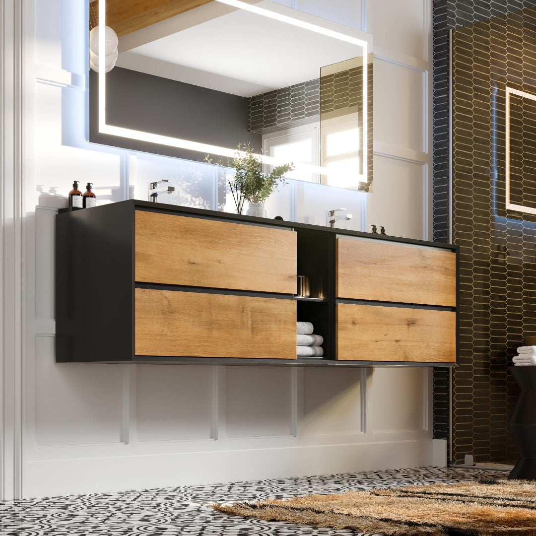 Eviva Vienna Wall Mount Bath Vanity with Acrylic Top and Integrated Sink (36"-75")