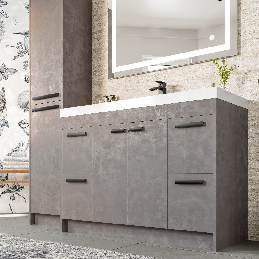 Eviva Lugano Bath Vanity with Acrylic Top and Integrated Sink (24"-84")