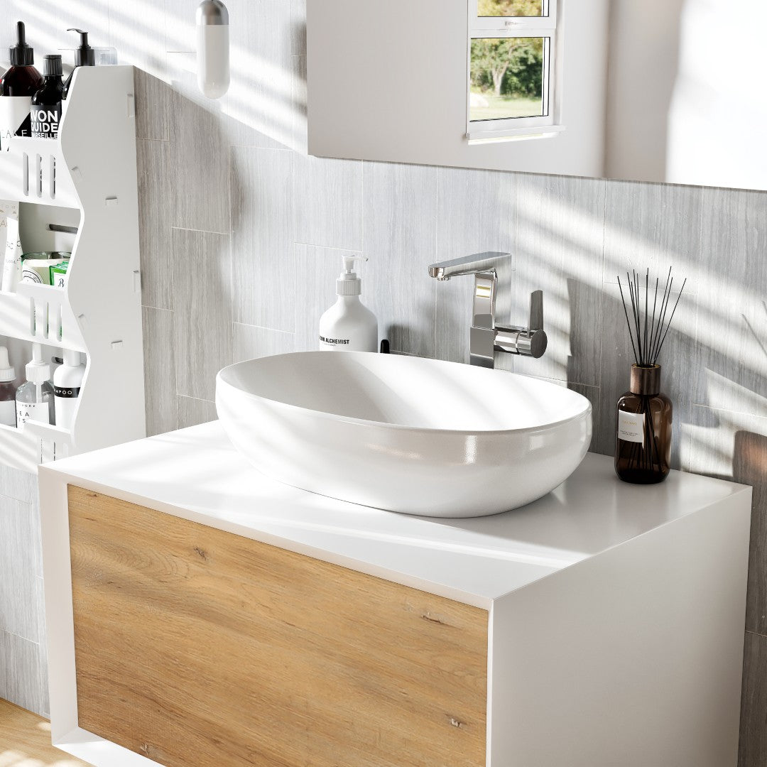 Eviva Santa Monica Wall Mount Bath Vanity with Acrylic Top and Vessel Solid Surface Sink (30"-36")