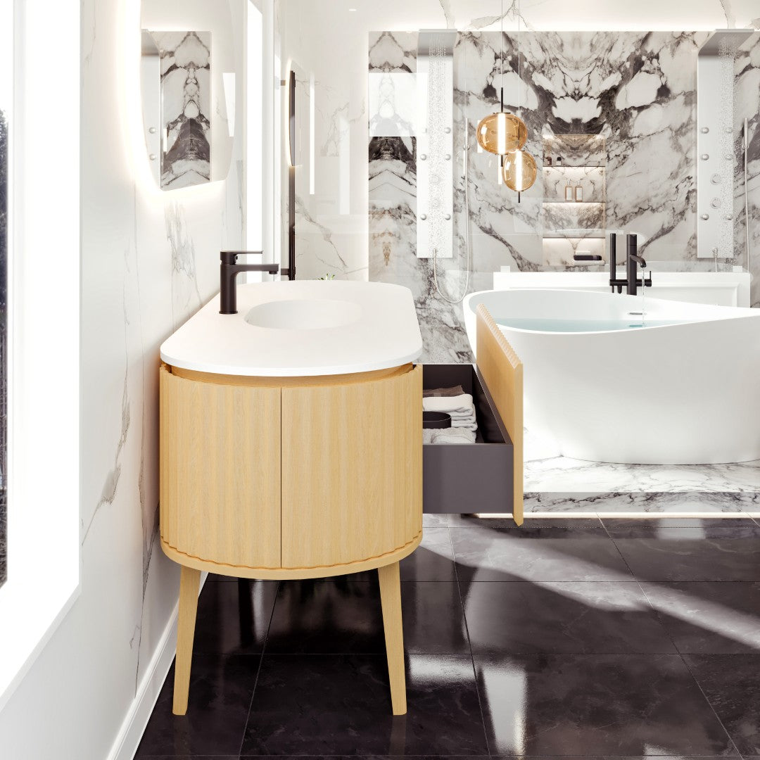 Eviva Haven Wall Mount Bath Vanity with Solid Surface Top and Integrated Sink (39"-71")