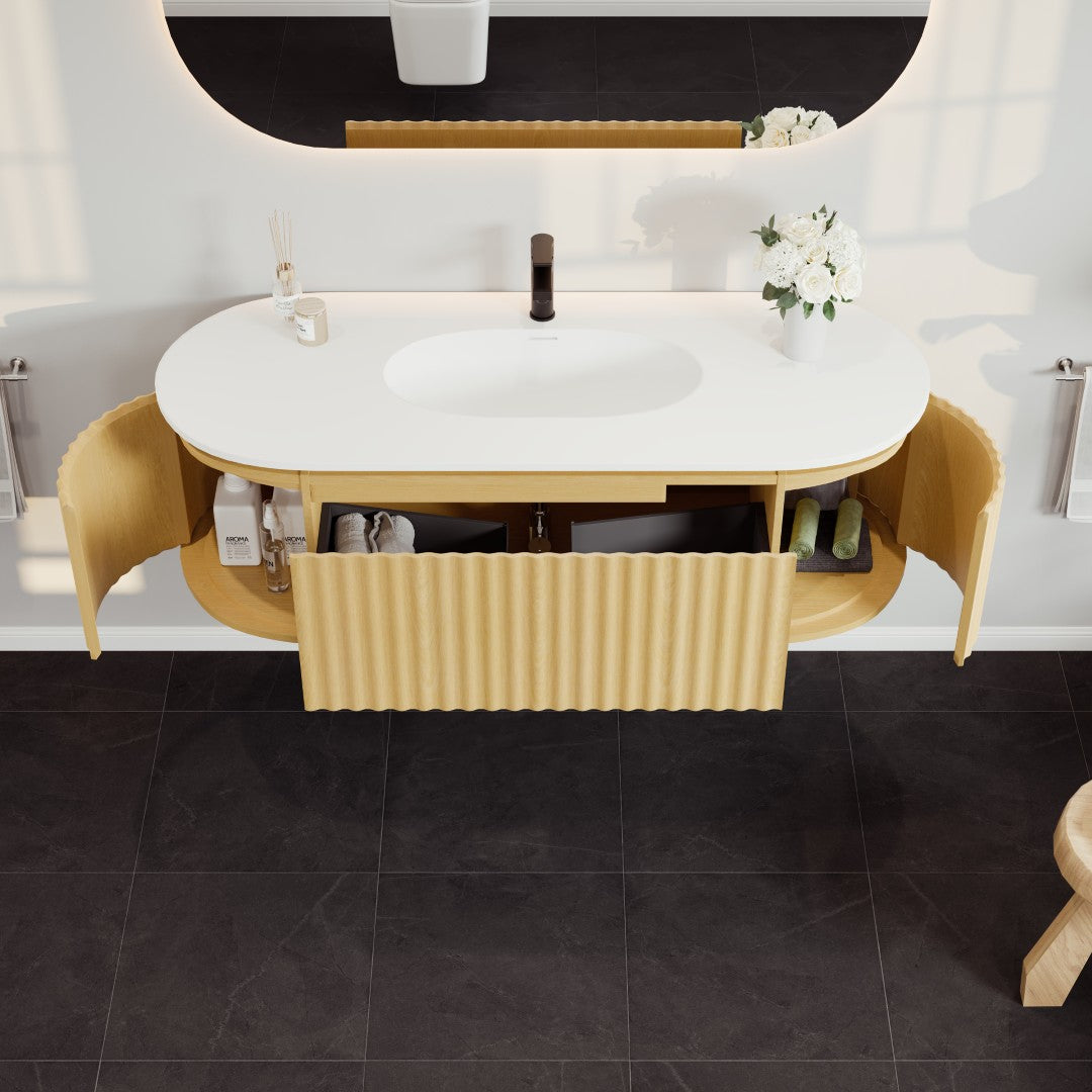 Eviva Haven Wall Mount Bath Vanity with Solid Surface Top and Integrated Sink (39"-71")