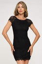 Elegant Cap Sleeve Lace Bodycon Dress with Scalloped Hem | Apparel | Kitchen + Metal