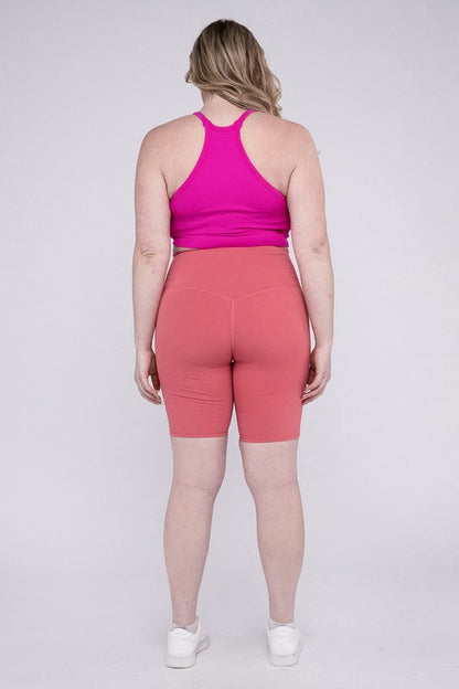 ZENANA Plus Athletic High Rise Biker Shorts