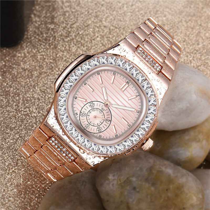 Men's Diamond Watches Fashion Alloy Band Gift Timepieces