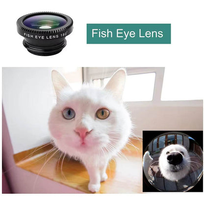 3-in-1 Smartphone Camera Lens Kit with Fisheye and Wide Angle