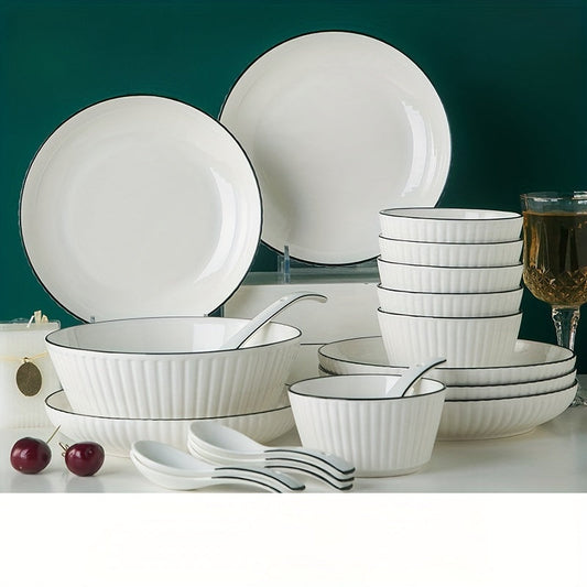 JapaneseStyle Ceramic Plate Set  Versatile Minimalist Elegance