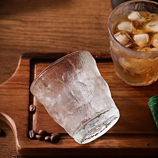 6pcs Glacier Pattern Glass Cup Set - Nordic Style Gradient Frosted