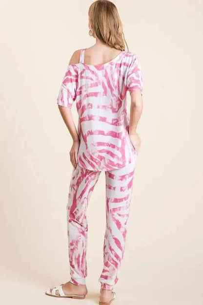 BiBi Zebra Print French Terry Stylish Top and Pants Combo