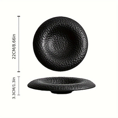 Elegant Black  White Ceramic Plate  Artistic Straw Hat Design