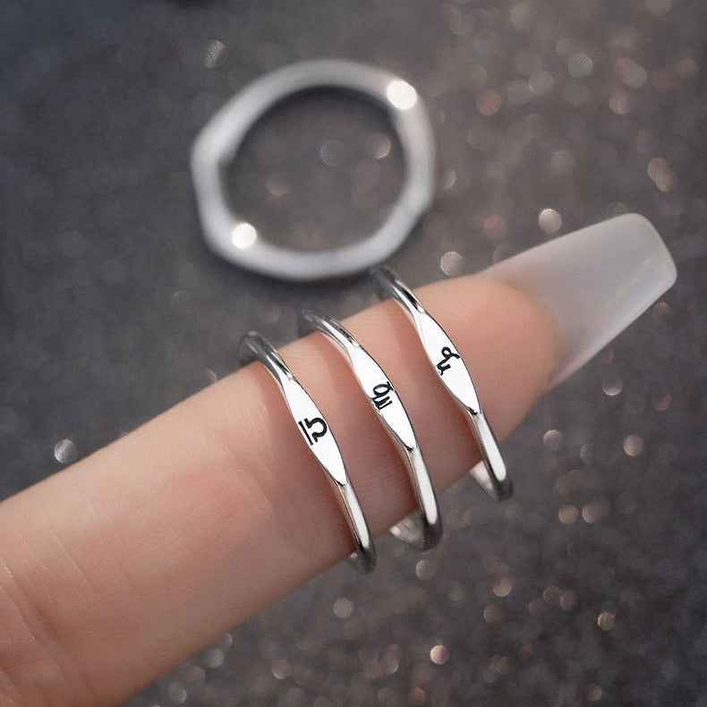 Women’s Open Zodiac Constellation Ring - 12 Signs Alloy Zodiac Constellation Ring