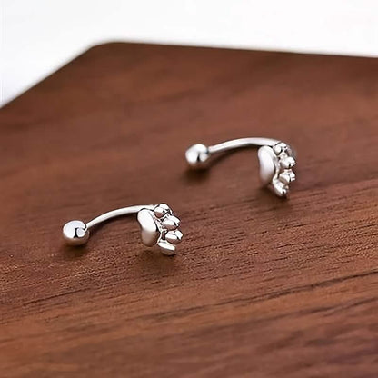 Sterling Silver Cat Paw Earrings – Screw-Back Studs, Elegant &amp; Simple