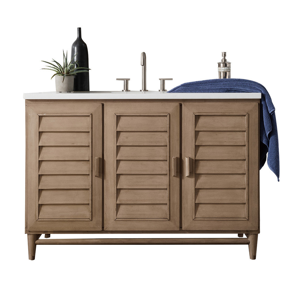 Portland 48" Single Vanity Cabinet, Whitewashed Walnut